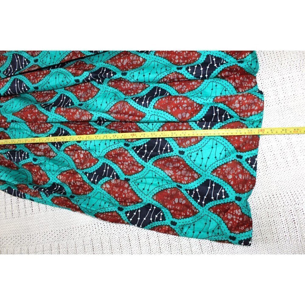 Handmade African multicolor Prairie Maxi dress M Tall Long sleeve zip up Tribal - Picture 5 of 13